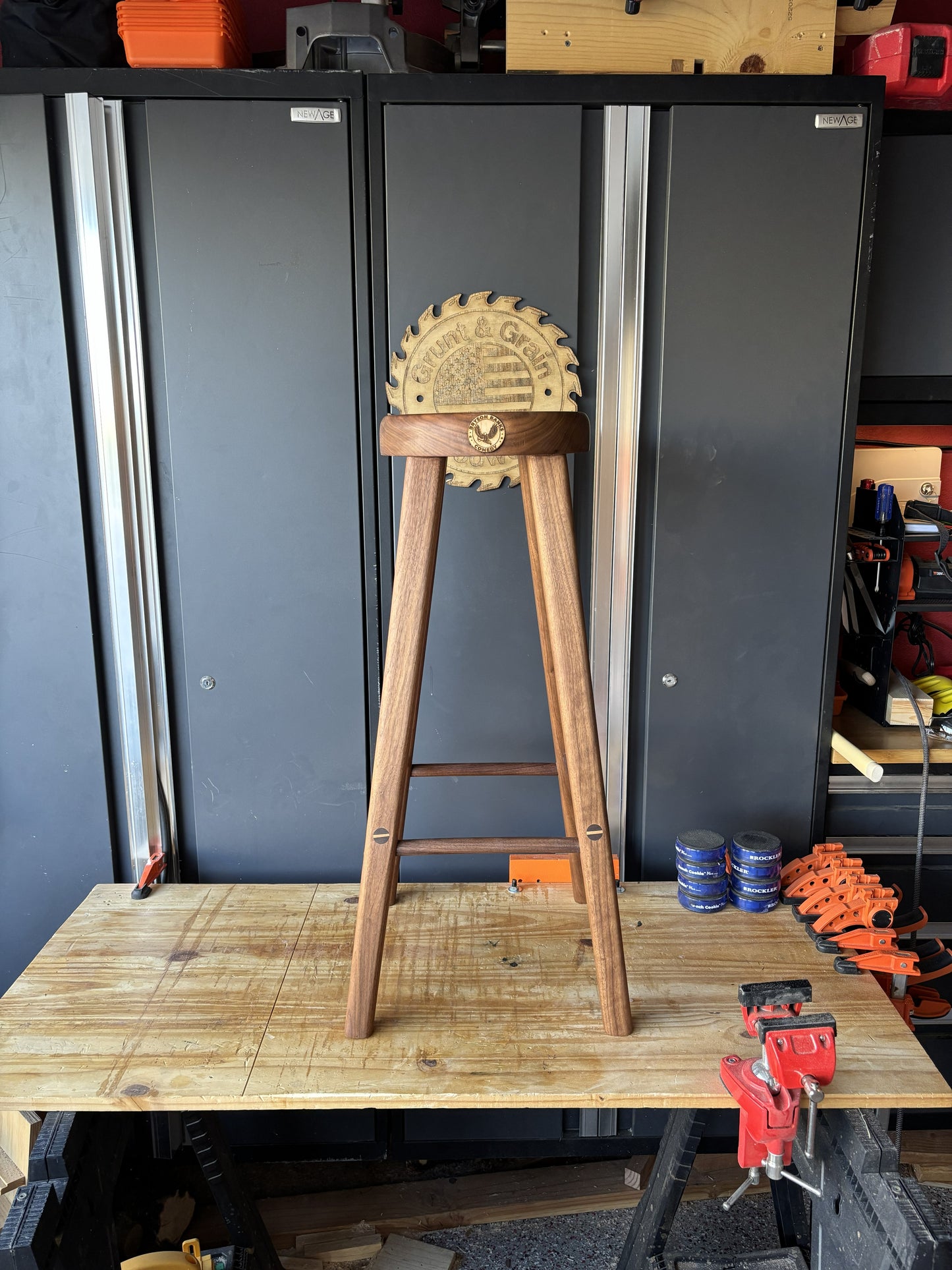 Walnut & Hard Maple Comedian Stool