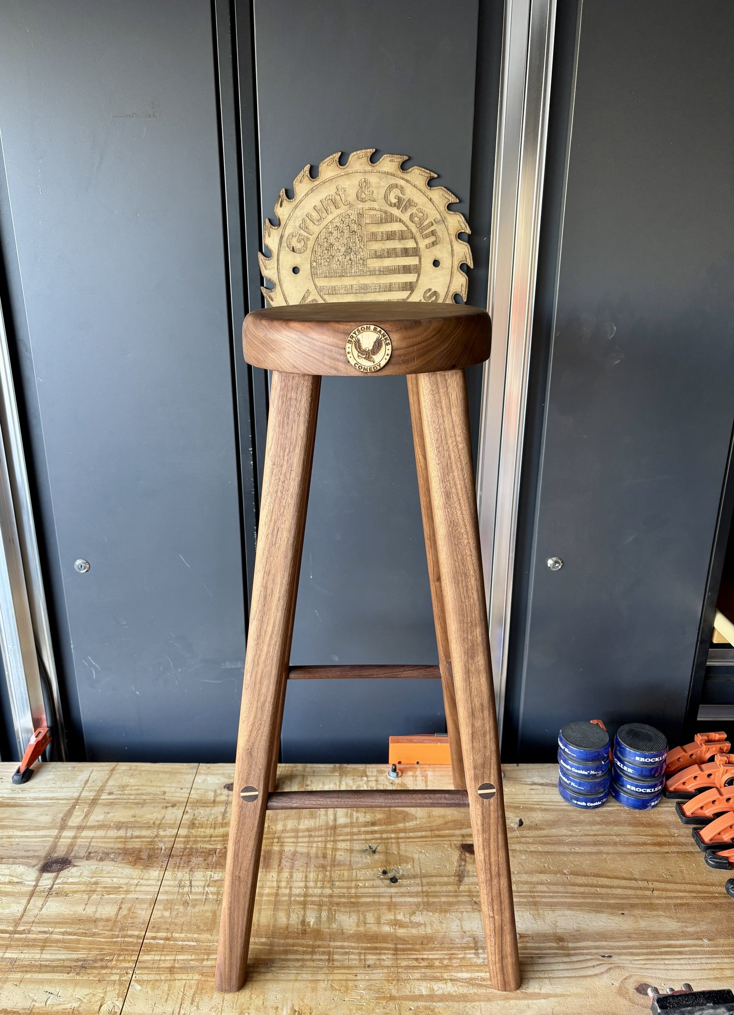 Walnut & Hard Maple Comedian Stool