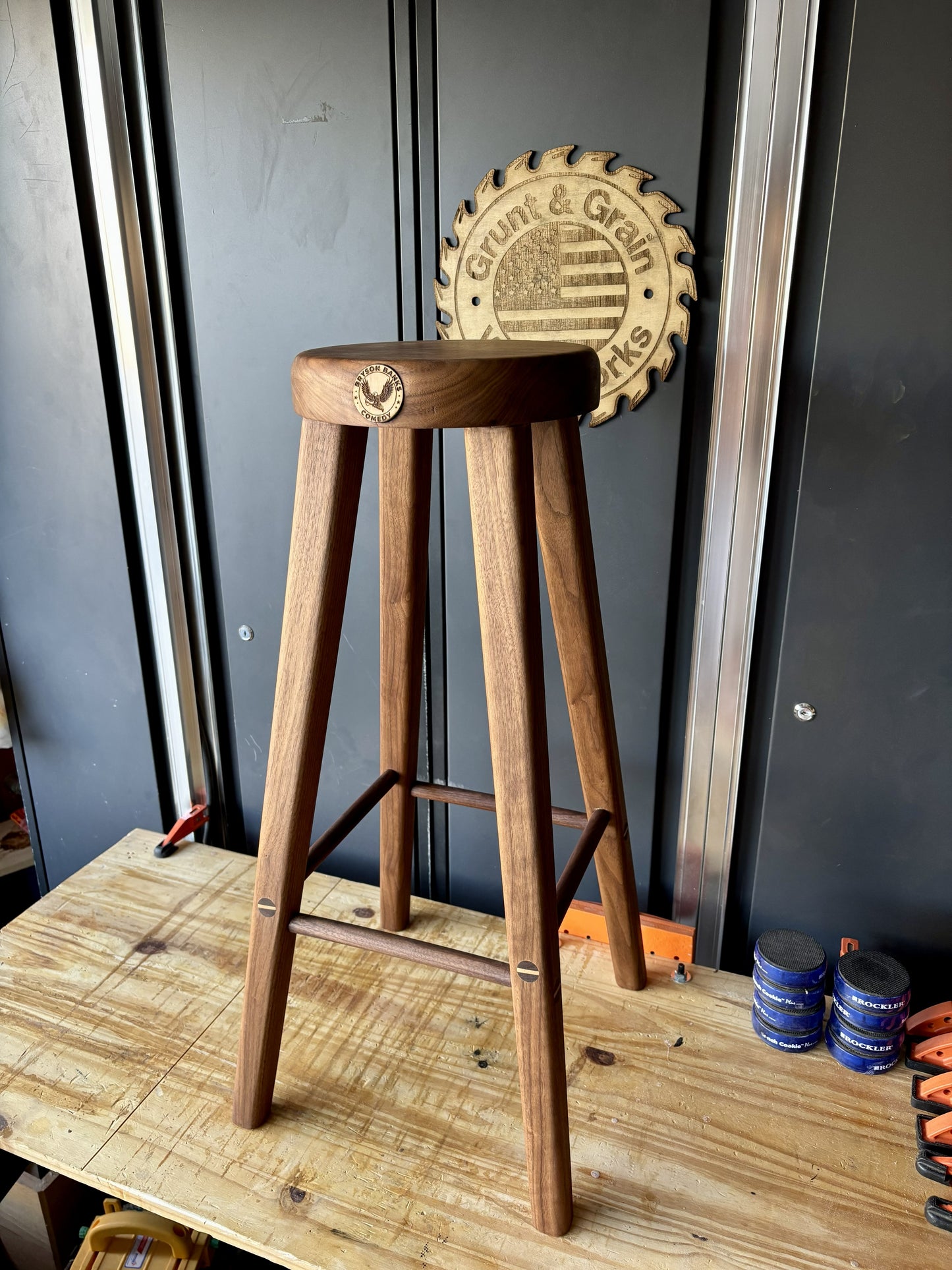 Walnut & Hard Maple Comedian Stool