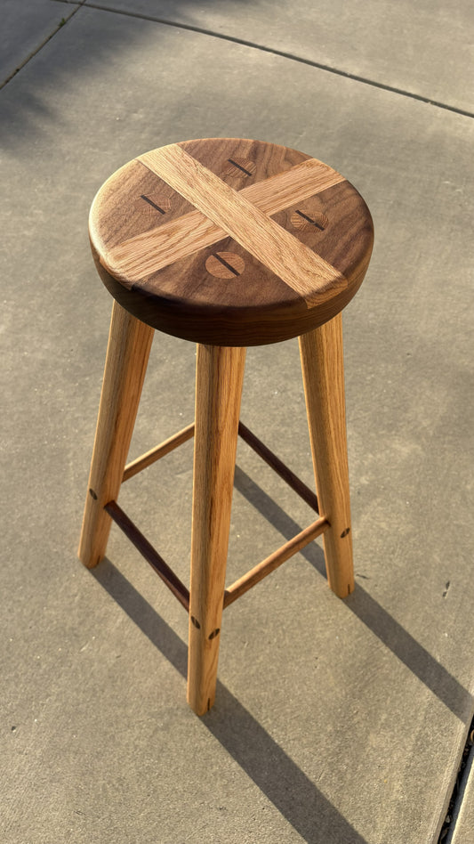 Walnut & Red Oak Bar Stool